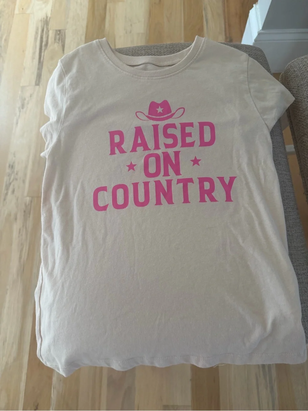 The Children's Place Peach Tee with Hot Pink Graphic
